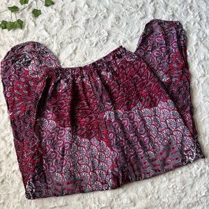 Harem Women's Bohemian Smocked Pants Harem Clothing Hippy Boho Red Size One Size